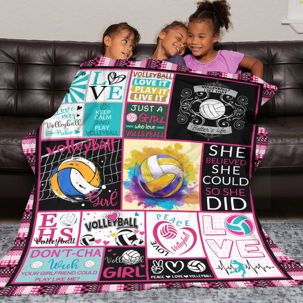 Volleyball Pattern Blanket Fleece Throw Blanket Super Soft Warm Gifts for Baby Girls Boys Kids Mom Grandma Room Decor