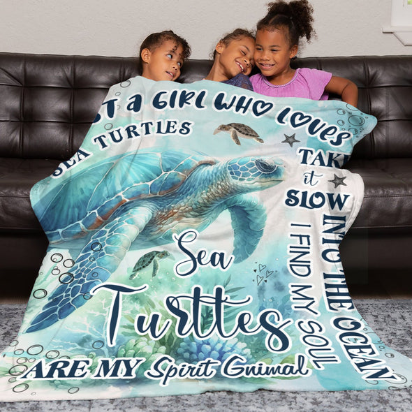 Turtle Pattern Blanket Fleece Throw Blanket Super Soft Warm Gifts for Baby Girls Boys Kids Mom Grandma Room Decor