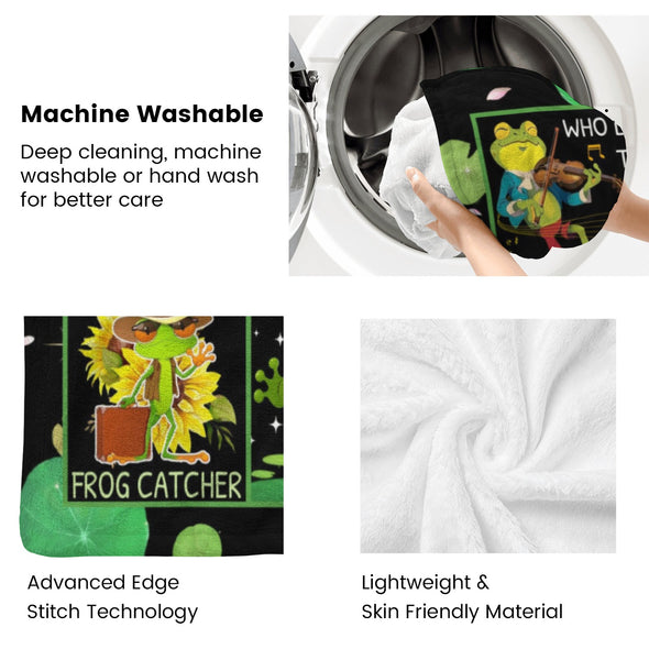 Frog Pattern Blanket Fleece Throw Blanket Super Soft Warm Gifts for Baby Girls Boys Kids Mom Grandma Room Decor