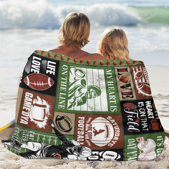 Football Pattern Blanket Fleece Throw Blanket Super Soft Warm Gifts for Baby Girls Boys Kids Mom Grandma Room Decor