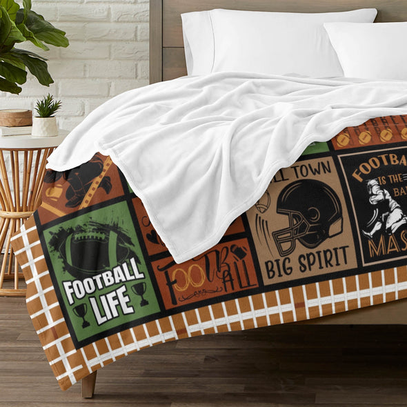 Football Pattern Blanket Fleece Throw Blanket Super Soft Warm Gifts for Baby Girls Boys Kids Mom Grandma Room Decor