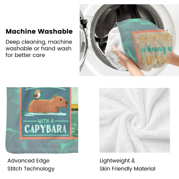 Capybara Pattern Blanket Fleece Throw Blanket Super Soft Warm Gifts for Baby Girls Boys Kids Mom Grandma Room Decor