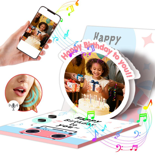 Custom Musical Greeting Cards with Personalized Photo Music Christmas Birthdays Valentine's Day and Weddings Gift for Family Friends and Couples