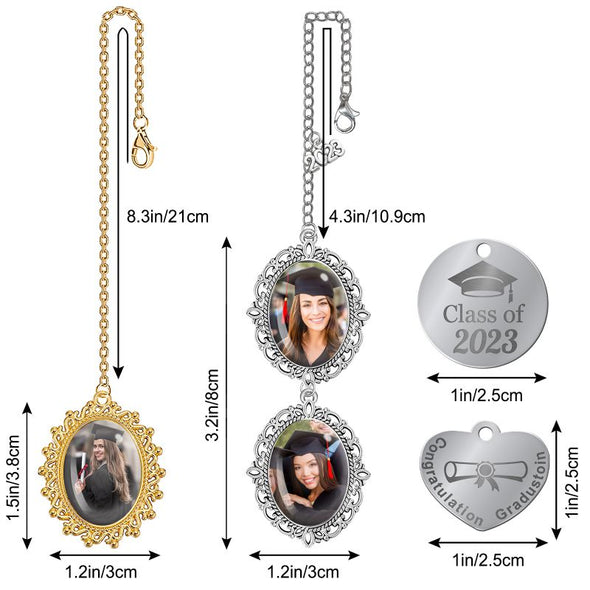Graduation Tassel Charm Memorial Photo Personalized,  Custom Graduate Cap Charm with Picture Text