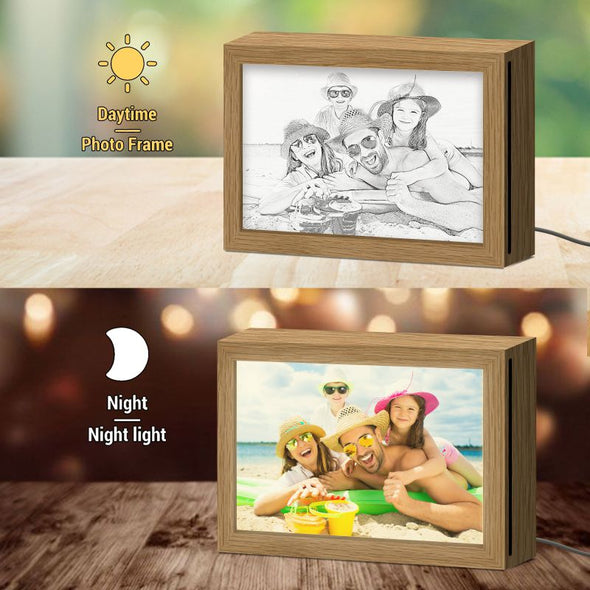 Custom Picture Frames with Light, Personalized Memorial Family Sketch Photo Lamp for Mothers Fathers Day Christmas