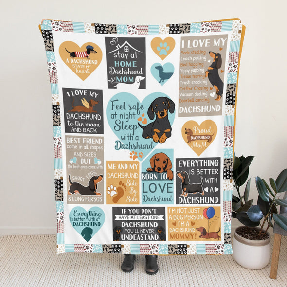 Dachshund Pattern Blanket Fleece Throw Blanket Super Soft Warm Gifts for Baby Girls Boys Kids Mom Grandma Room Decor