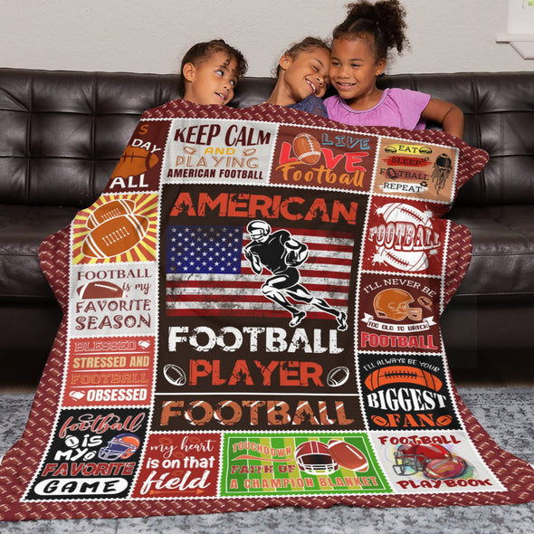 Football Pattern Blanket Fleece Throw Blanket Super Soft Warm Gifts for Baby Girls Boys Kids Mom Grandma Room Decor