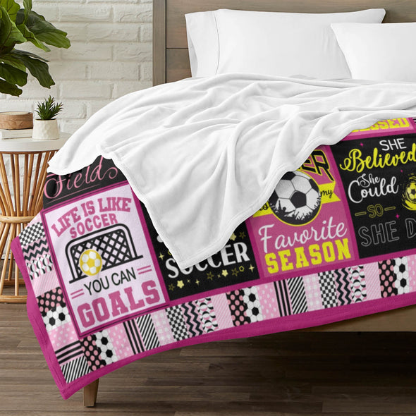 Soccer Blanket, Soccer Sports Themed Throw, Soft Nap Throw Blanket for Home Boys Girls Women Men Soccer Lovers Gifts