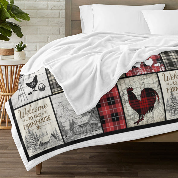 Chicken Pattern Blanket Fleece Throw Blanket Super Soft Warm Gifts for Baby Girls Boys Kids Mom Grandma Room Decor