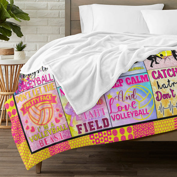 Volleyball Pattern Blanket Fleece Throw Blanket Super Soft Warm Gifts for Baby Girls Boys Kids Mom Grandma Room Decor