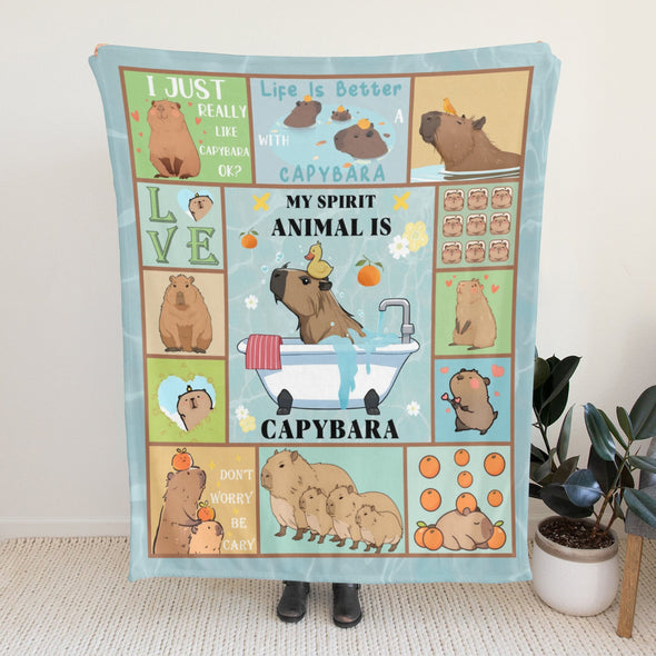 Capybara Pattern Blanket Fleece Throw Blanket Super Soft Warm Gifts for Baby Girls Boys Kids Mom Grandma Room Decor