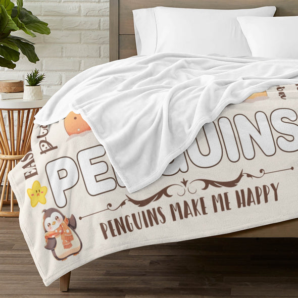 Penguin Blanket Fleece Throw Blanket Super Soft Warm Gifts for Baby Girls Boys Kids Mom Grandma Room Decor