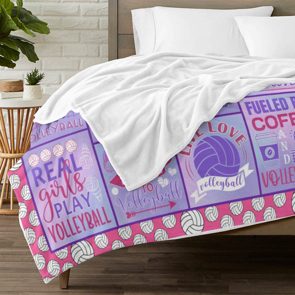 Volleyball Pattern Blanket Fleece Throw Blanket Super Soft Warm Gifts for Baby Girls Boys Kids Mom Grandma Room Decor