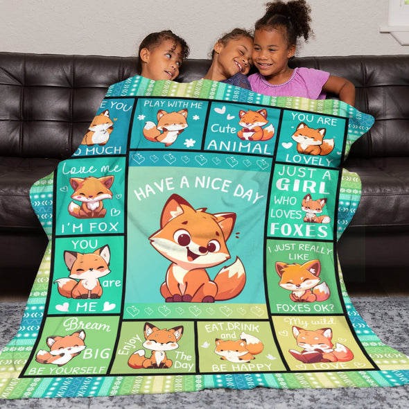 Fox Pattern Blanket Fleece Throw Blanket Super Soft Warm Gifts for Baby Girls Boys Kids Mom Grandma Room Decor