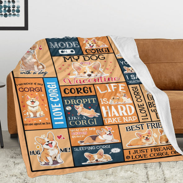 Corgi Blanket Fleece Throw Blanket Super Soft Warm Gifts for Baby Girls Boys Kids Mom Grandma Room Decor