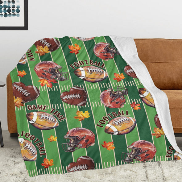 Football Pattern Blanket Fleece Throw Blanket Super Soft Warm Gifts for Baby Girls Boys Kids Mom Grandma Room Decor