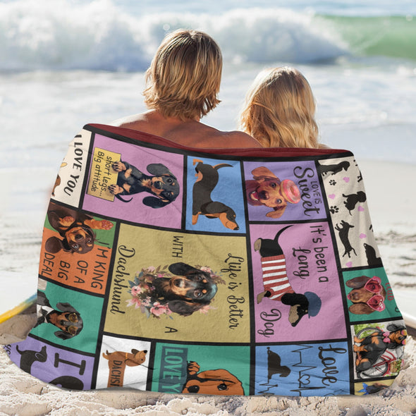 Dachshund Pattern Blanket Fleece Throw Blanket Super Soft Warm Gifts for Baby Girls Boys Kids Mom Grandma Room Decor