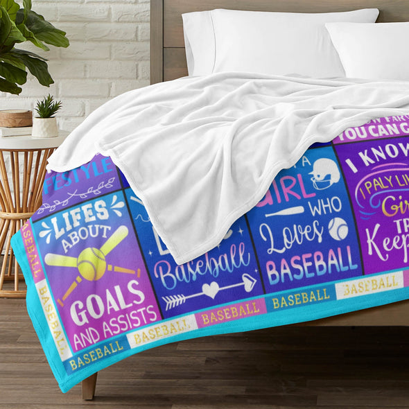 Baseball Pattern Blanket Fleece Throw Blanket Super Soft Warm Gifts for Baby Girls Boys Kids Mom Grandma Room Decor