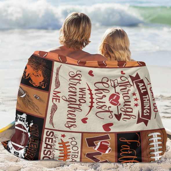 Football Pattern Blanket Fleece Throw Blanket Super Soft Warm Gifts for Baby Girls Boys Kids Mom Grandma Room Decor