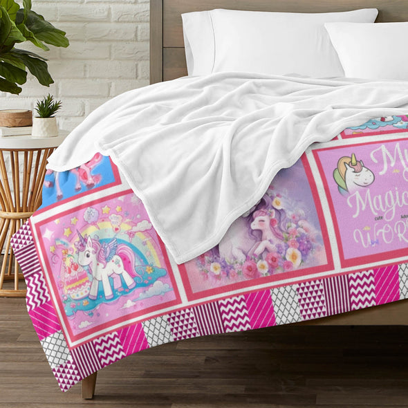 Unicorn Throw Blanket Super Soft Warm Cozy Fuzzy Plush Blanket Gifts for Girls Boys Kids Room Decor