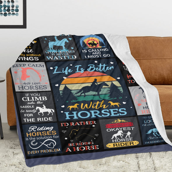 Horse Blanket Gift for Women Girl Who Loves Horses for Sofa Couch Bed Room Birthday Decor Bed Travel