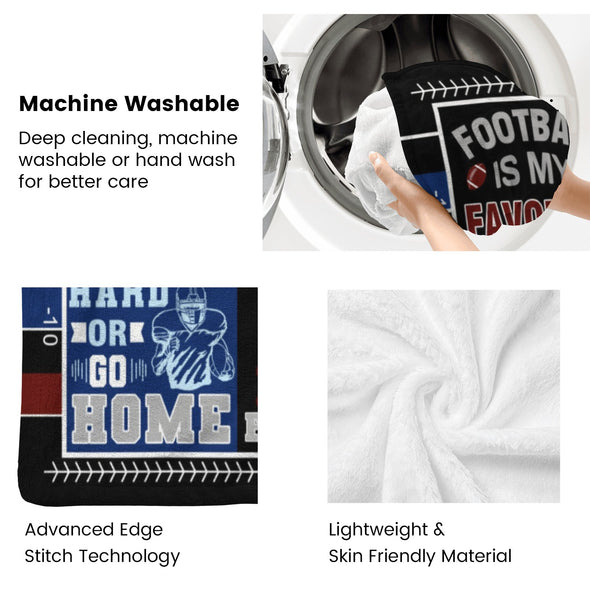 Football Pattern Blanket Fleece Throw Blanket Super Soft Warm Gifts for Baby Girls Boys Kids Mom Grandma Room Decor