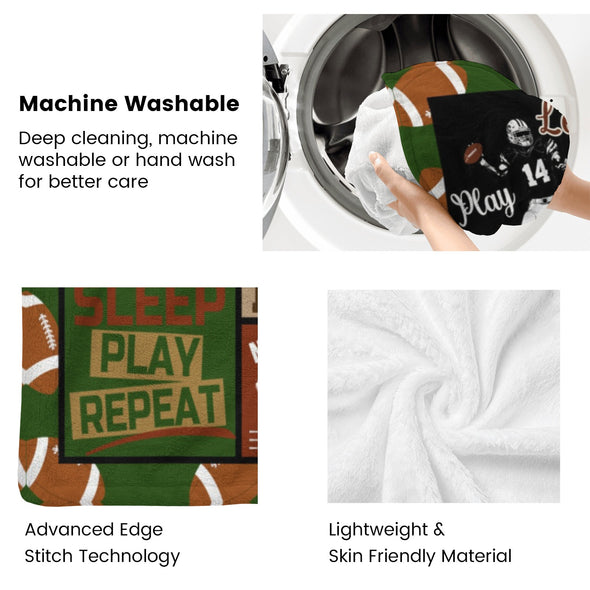 Football Pattern Blanket Fleece Throw Blanket Super Soft Warm Gifts for Baby Girls Boys Kids Mom Grandma Room Decor