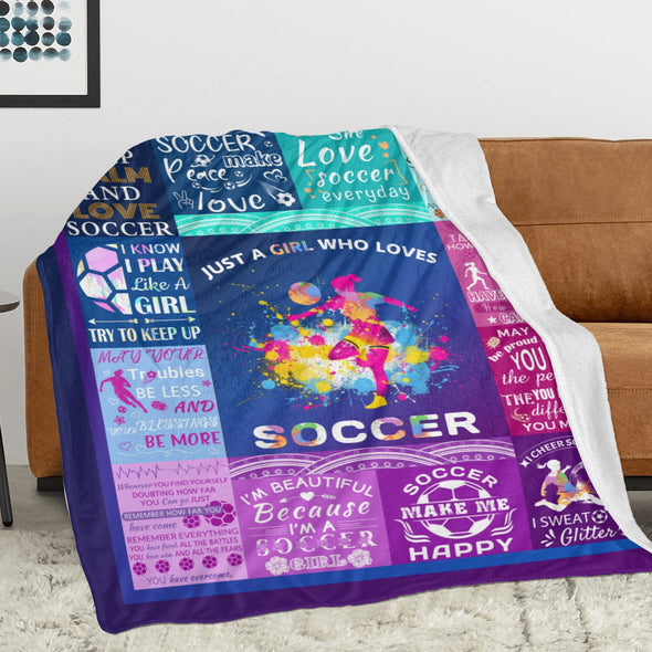 Soccer Blanket, Soccer Sports Themed Throw, Soft Nap Throw Blanket for Home Boys Girls Women Men Soccer Lovers Gifts
