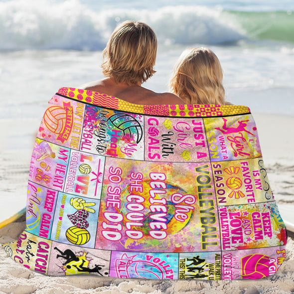 Volleyball Pattern Blanket Fleece Throw Blanket Super Soft Warm Gifts for Baby Girls Boys Kids Mom Grandma Room Decor