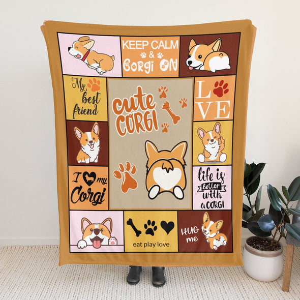 Corgi Blanket Fleece Throw Blanket Super Soft Warm Gifts for Baby Girls Boys Kids Mom Grandma Room Decor