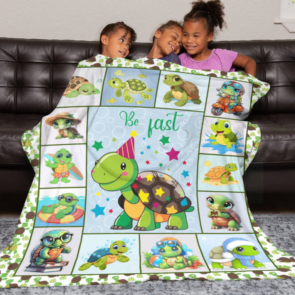 Turtle Pattern Blanket Fleece Throw Blanket Super Soft Warm Gifts for Baby Girls Boys Kids Mom Grandma Room Decor