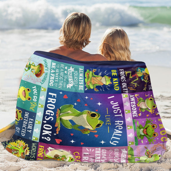 Frog Pattern Blanket Fleece Throw Blanket Super Soft Warm Gifts for Baby Girls Boys Kids Mom Grandma Room Decor