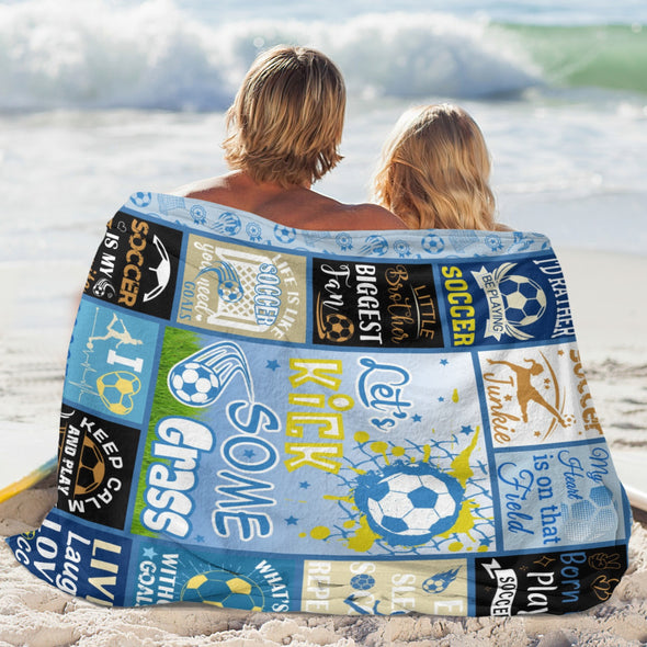 Soccer Blanket, Soccer Sports Themed Throw, Soft Nap Throw Blanket for Home Boys Girls Women Men Soccer Lovers Gifts