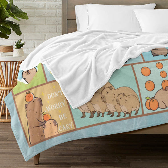 Capybara Pattern Blanket Fleece Throw Blanket Super Soft Warm Gifts for Baby Girls Boys Kids Mom Grandma Room Decor