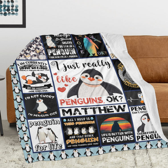 Penguin Blanket Fleece Throw Blanket Super Soft Warm Gifts for Baby Girls Boys Kids Mom Grandma Room Decor
