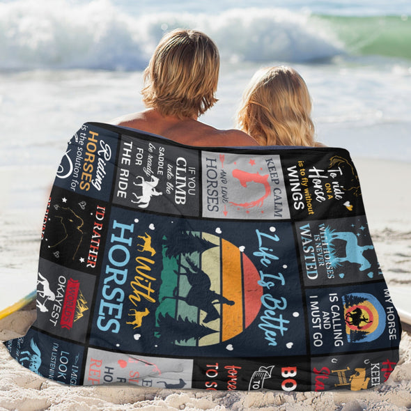 Horse Blanket Gift for Women Girl Who Loves Horses for Sofa Couch Bed Room Birthday Decor Bed Travel