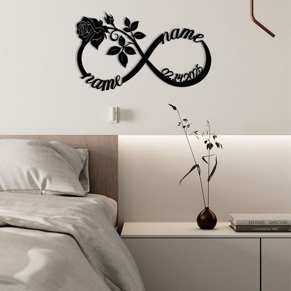 Personalized Wedding Gifts for the Couple Custom Metal Infinity Wall Art Sign Decor with Name and Date Anniversary Valentines Day Gifts