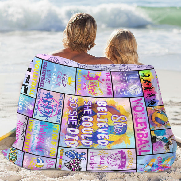 Volleyball Pattern Blanket Fleece Throw Blanket Super Soft Warm Gifts for Baby Girls Boys Kids Mom Grandma Room Decor