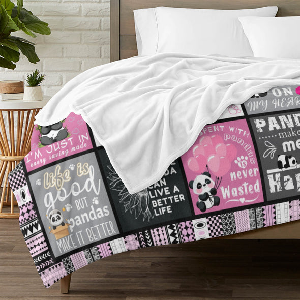 Panda Pattern Blanket Fleece Throw Blanket Super Soft Warm Gifts for Baby Girls Boys Kids Mom Grandma Room Decor