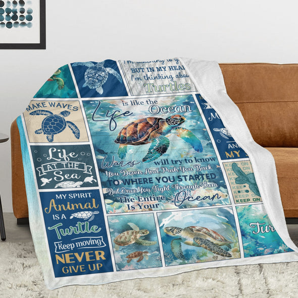 Turtle Pattern Blanket Fleece Throw Blanket Super Soft Warm Gifts for Baby Girls Boys Kids Mom Grandma Room Decor