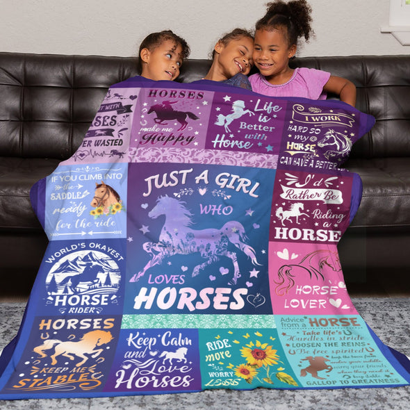 Horse Blanket Gift for Women Girl Who Loves Horses for Sofa Couch Bed Room Birthday Decor Bed Travel