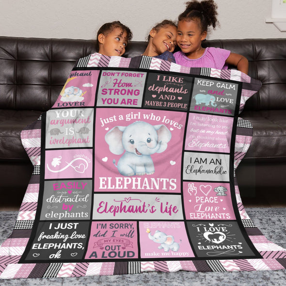 Elephant Blanket Fleece Throw Blanket Super Soft Warm Gifts for Girls Boys Kids Room Decor