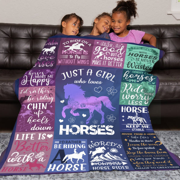 Horse Blanket Gift for Women Girl Who Loves Horses for Sofa Couch Bed Room Birthday Decor Bed Travel