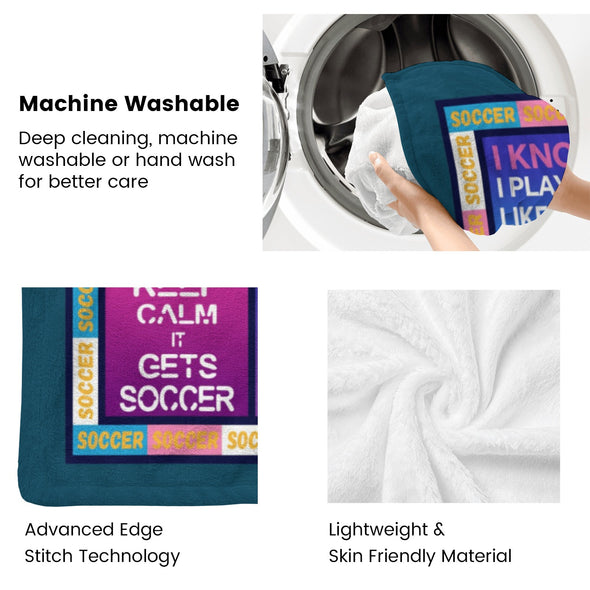 Soccer Blanket, Soccer Sports Themed Throw, Soft Nap Throw Blanket for Home Boys Girls Women Men Soccer Lovers Gifts