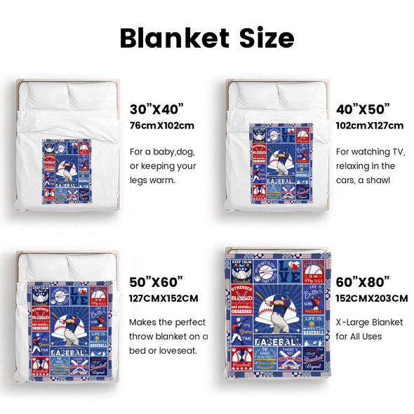 Baseball Pattern Blanket Fleece Throw Blanket Super Soft Warm Gifts for Baby Girls Boys Kids Mom Grandma Room Decor