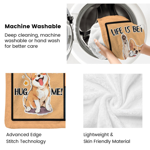 Corgi Blanket Fleece Throw Blanket Super Soft Warm Gifts for Baby Girls Boys Kids Mom Grandma Room Decor