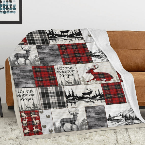 Deer Pattern Blanket Fleece Throw Blanket Super Soft Warm Gifts for Baby Girls Boys Kids Mom Grandma Room Decor