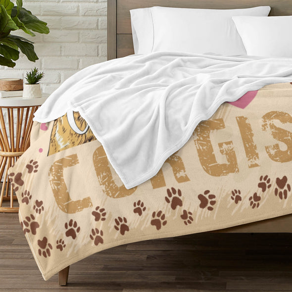 Corgi Blanket Fleece Throw Blanket Super Soft Warm Gifts for Baby Girls Boys Kids Mom Grandma Room Decor