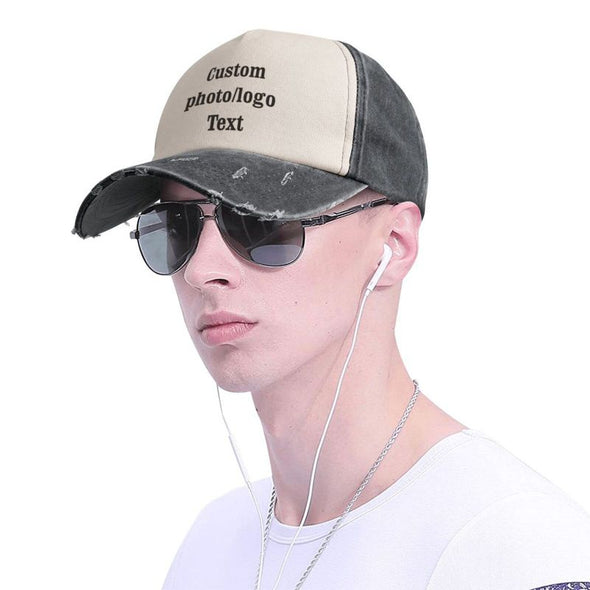 Custom Denim Hat with Text/Photo/Logo, Personalized Baseball Caps for Men, Women