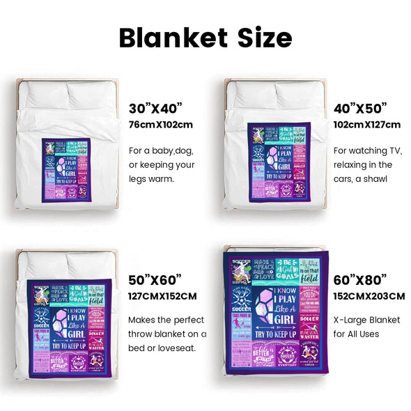 Soccer Blanket, Soccer Sports Themed Throw, Soft Nap Throw Blanket for Home Boys Girls Women Men Soccer Lovers Gifts